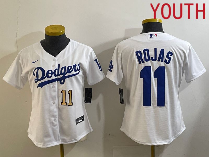 Youth Los Angeles Dodgers #11 Rojas White Game 2024 Nike MLB Jersey style 6